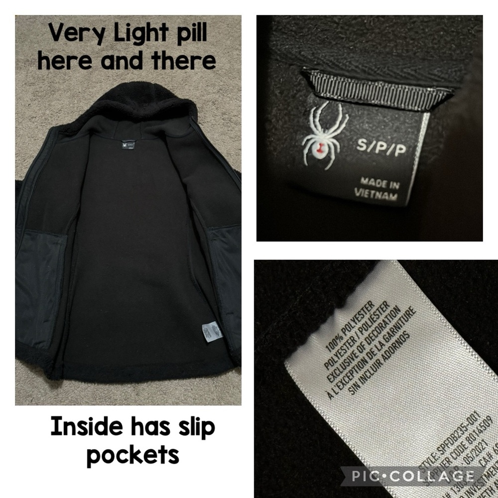 Spyder Los Gatos Style Zip Up Jacket-Wmns Sz S-Black-Hooded-Zip Pockets-GUC - Picture 16 of 16